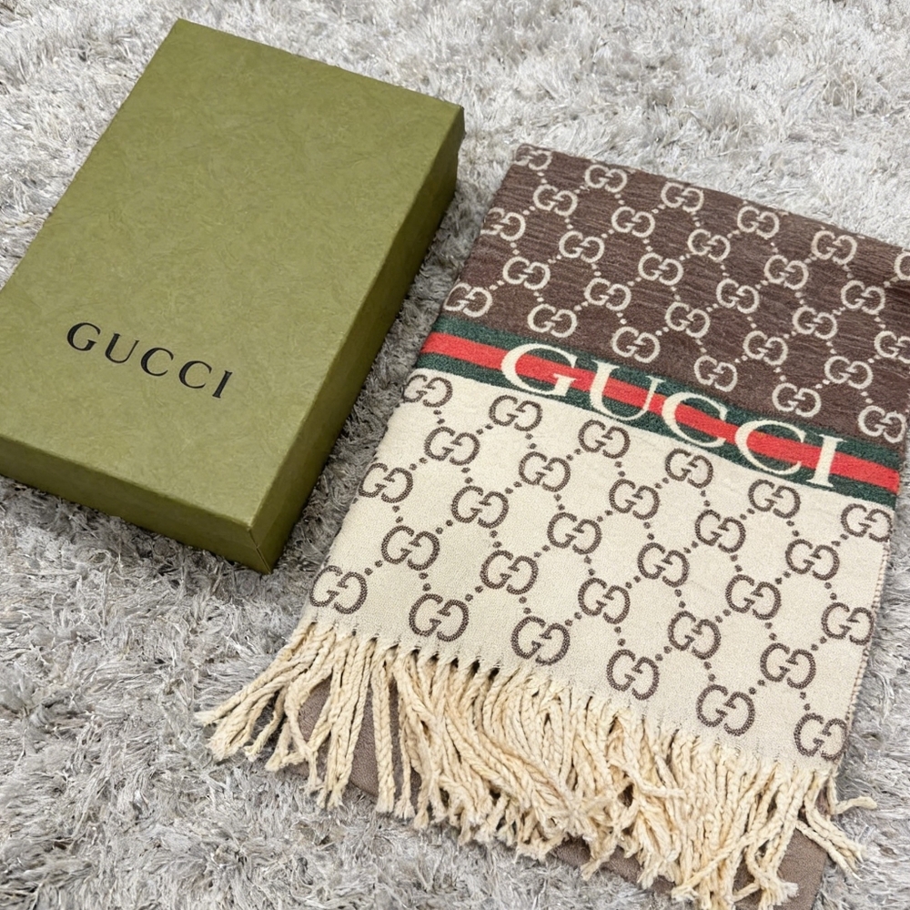 Gucci GG Monogram Web Stripe Scarf